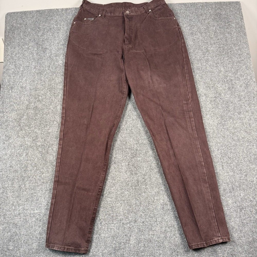 Vintage 90s Lee Riveted Jeans Made in USA Brown Plum Tapered Mom Fit 35x34